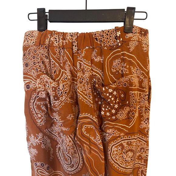 2/$30 ZARA XS Paisley Print Wide Leg Pants Rust/Brown Bohemian Style - Picture 10 of 15